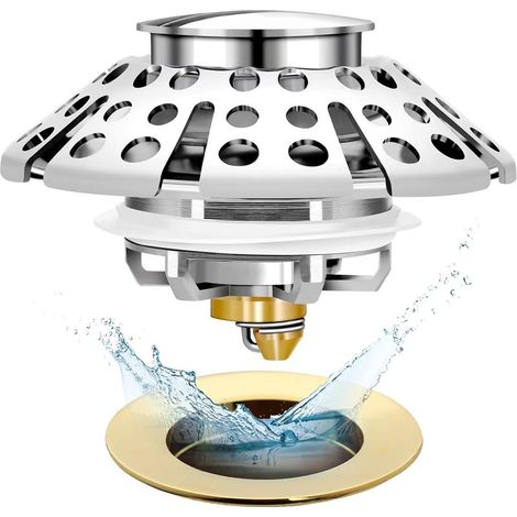 Bouchon d evacuation pour baignoire avec filtre a cheveux pop up pour douche et bain anti obstruction etancheite parfaite (1/5)