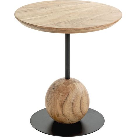 Table d'appoint ronde coloris chêne naturel pied en métal Noir - diamètre 40 x Hauteur 45 cm (1/5)