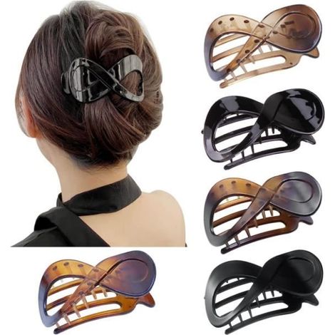 Pince à Cheveux Noir Vintage, Grande Pince Cheveux Femme Epais Grosse Barrette Cheveux Femme Fille, Pince (5 Pcs) (1/4)