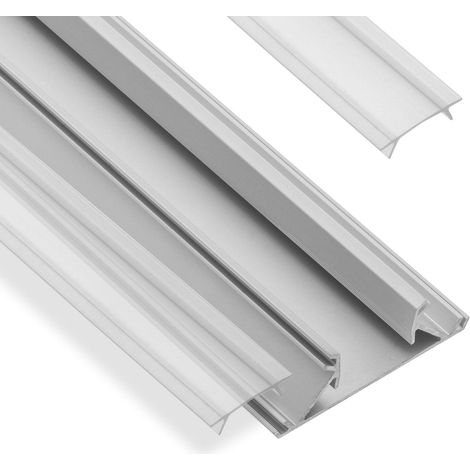LED Profil-47A für 16 mm Plattenstärke 2 m mit klarer Abdeckung für zwei LED Streifen (1/5)