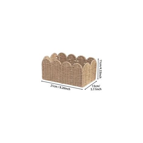 Panier de rangement tressé, organisateur d'objets divers, panier en cordelette, boîte de rangement de bureau pour étagère, 21 x 13 x 11 cm (1/5)