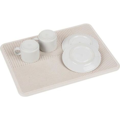 Tapis d'égouttage en diatomite pour cuisine, séchage rapide, beige, pieds en silicone absorbant l'eau, 40 x 30 x 0,9 cm (1/4)
