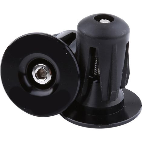 Farbige Aluminium-Fahrradlenkergriffe, 2 Stück, Endkappen (schwarz) (1/5)