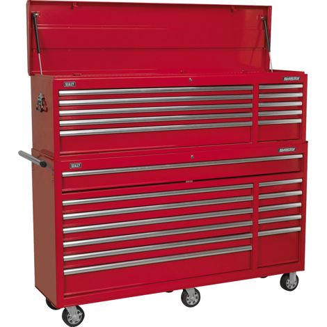 Sealey AP66COMBO2 Topchest & Rollcab Combination 23 Drawer Ball Bearing Slides Red