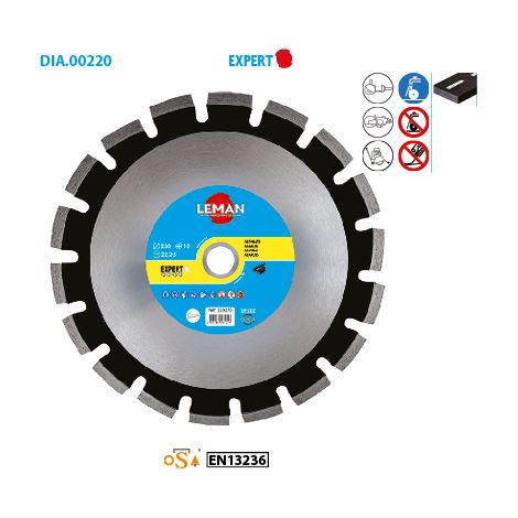 Leman - Disque diamant segments asphalte Diam 300 mm alésage 25,4/22,23 mm largeur 38 mm (1/2)