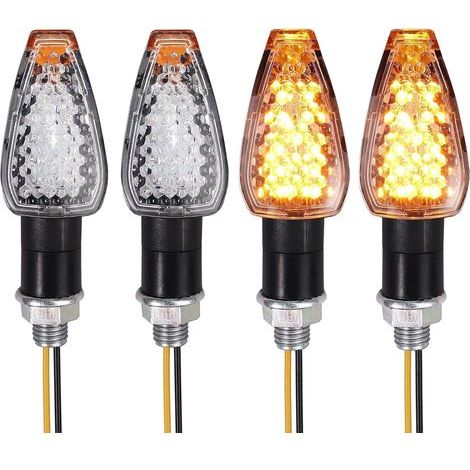 4 Pièces Clignotants Moto LED 14LED, Indicateurs Mini Moto 12V, Clignotants Étanches, Indicateur de Direction Universel pour MotoScooter, Quad, Cruiser, Off-Road, Voitures à Pédales (1/5)