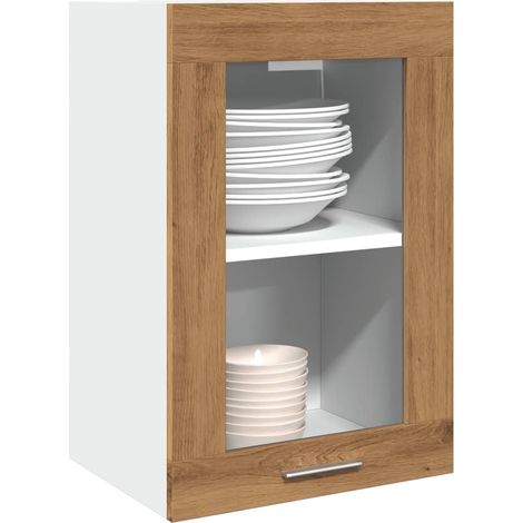 Vitrina colgante "Lyon" roble artesanal 40x31x60 cm madera de ingeniería vidaXL (1/5)