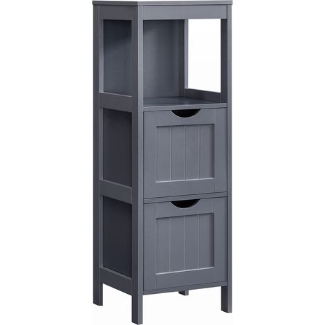 VASAGLE Mobile da Bagno, Mobiletto da Bagno con 2 Cassetti, 1 Ripiano Aperto, Mobiletto Salvaspazio per Soggiorno Cucina, Stile Moderno, Grigio Ardesia BBC042G01 (1/5)