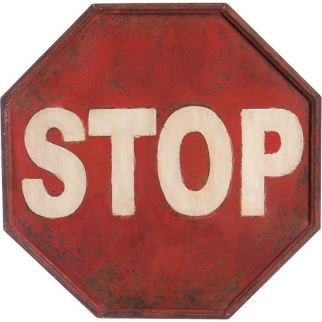 Plaque métallique vieillie à suspendre STOP 40 cm