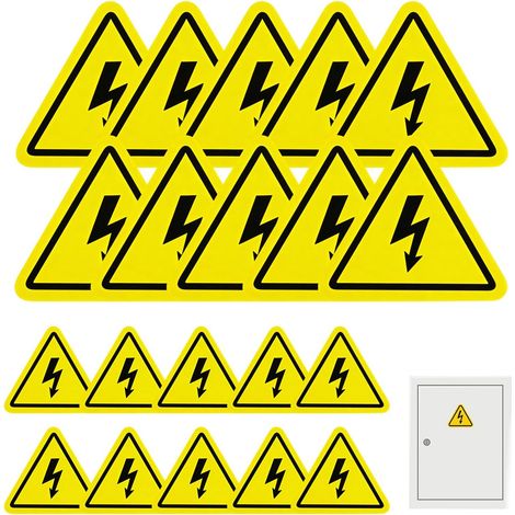 20 Danger électrique Autocollants, PVC Résistant Extérieur Signalétique Risque de Choc Triangle Adhésif Haute Visibilité Signalétique Electricité Autocollant PVC Signe de Sécurité Panneau Triangulair (1/5)