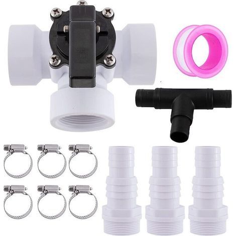 Kit de Dérivation 12 Pièces pour Piscine – Vanne 3 Voies, Raccords 32/38 mm, Connecteur en T pour Filtre à Sable, Chauffage Solaire et Pompe à Chaleur (1/5)