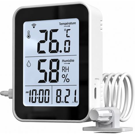Thermomètre hygromètre connecté WiFi MC81 capteur température humidité intérieur sans fil écran numérique pose murale ou à poser 289 g – Livraison gratuite (1/5)