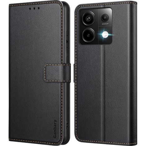 Leder Handyhülle Xiaomi Redmi Note 13 Pro 5G Schwarz Schutz Case (1/5)
