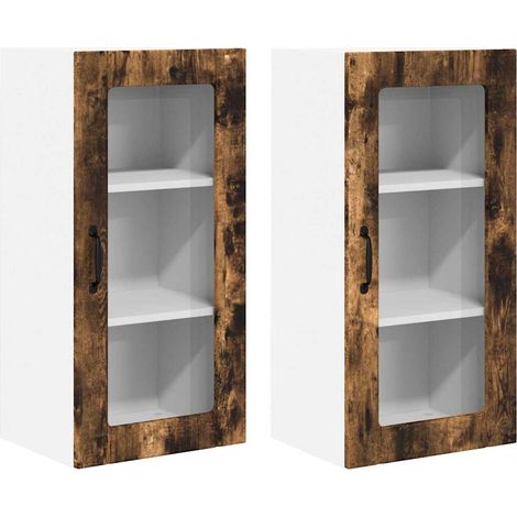 Meuble mural de cuisine，Armoire de cuisine 2 pcs Chêne fumé 40 x 31 x 80 cm CFW55048 (1/5)