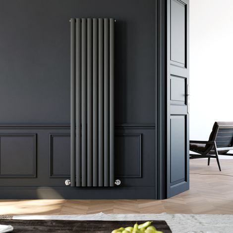 ELEGANT Designer Radiator Vertical Column Oval Panel Radiator 1800 x 480 mm Anthracite Single