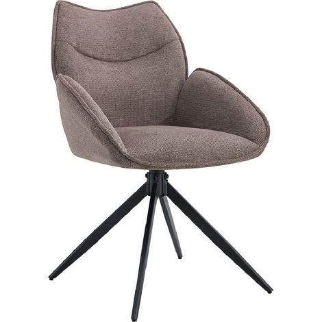 Chaise de salle à manger pivotante MOOREA – Tissu marron – Pieds en métal noir – Hauteur 90 cm – Style design/industriel (1/5)