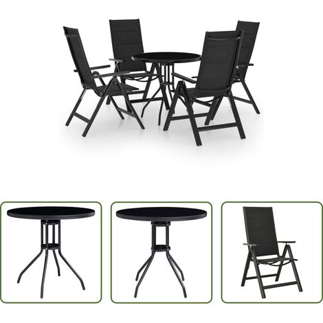 vidaXL Fauteuil de jardin - Ensemble de bistro 5 pcs noir et anthracite (1/5)