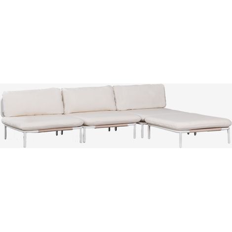 Sofá modular de jardín de 3 piezas y puff en acero Roubly SKLUM