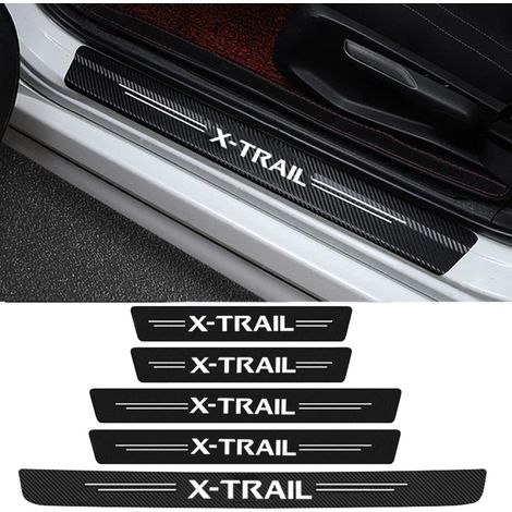 (5 pièces) Autocollants de seuil de porte de voiture en fibre de carbone anti-coups de pied et de pied,résistants aux rayures et aux éraflures,pour Nissan X-Trail,avec logo,film de protection imperméa (1/3)