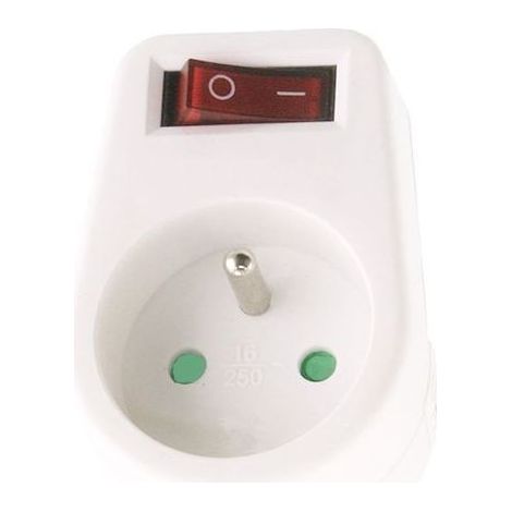 Prise de terre 16A avec interrupteur unipolaire et voyant lumineux, adaptateur secteur compact pour usage domestique et bureau (1/2)