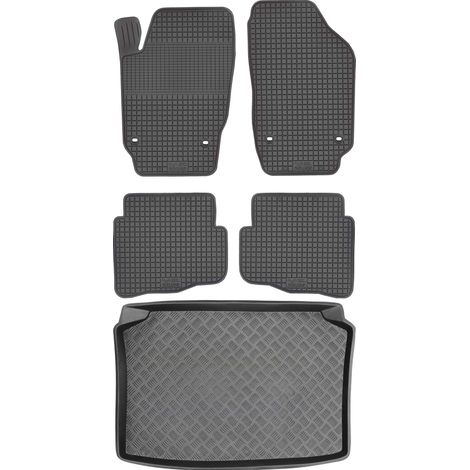 Set di tappetini in gomma per auto e tappetino per bagagliaio per Volkswagen Polo IV Hatchback dal 2002 al 2009.