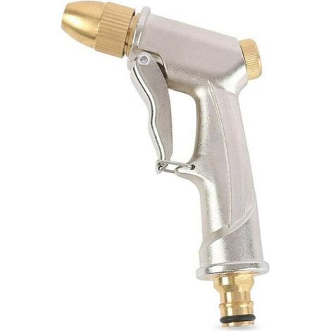 Pistolet d'arrosage à Haute Pression pour Eau de Jardin avec buse en Laiton, Parfait pour Laver/arroser Les pelouses et Les Jardins/trottoirs - Pistolet pulvérisateur de Jardin Court (1/5)
