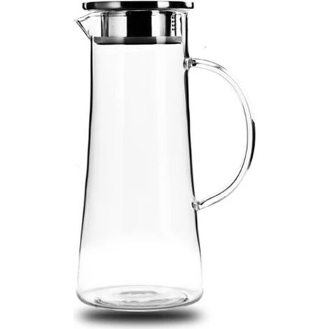 1,5-Liter-Karaffe aus Borosilikatglas mit Edelstahldeckel für heiße/kalte Getränke, Tee, Kaffee, Milch, Rotwein, Fruchtsaft und Eistees (1/5)