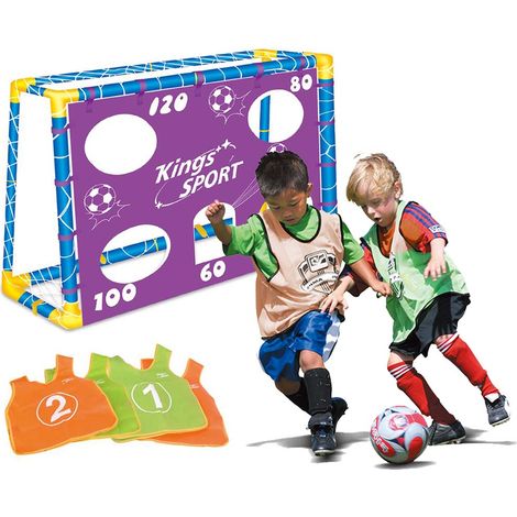 Porta Da Calcio Per Bambini 130 X 100 Cm Con Fori Punteggio 4 Casacche E Pallone