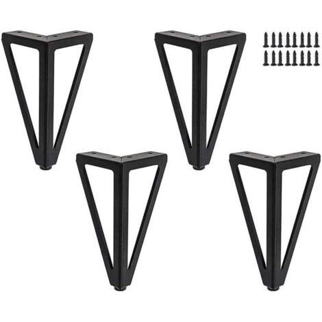 BUNTHAUS Set mit 4 Metall-Möbelfüßen, 15 cm, schwarz, für TV-Ständer, Couchtische, Aufbewahrungsmöbel, Schlafsofas usw. (15 cm)