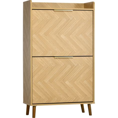 Meuble à chaussures à 2 abattants pour petit entrée salon chambre 70 x 30 x 120 cm (1/5)