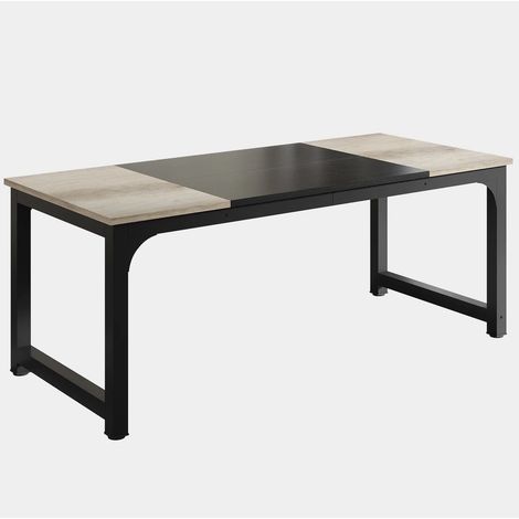 Rechteckiger Büroschreibtisch 180x80x75 cm aus Metall und Holz in Schwarz und Grau (1/5)