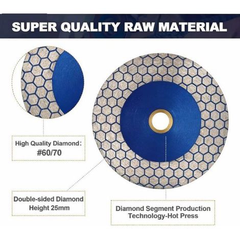 Disque diamant carrelage 125 mm double face, coupe et meulage, pour porcelaine, céramique, marbre, granit, pierre, quartz (1/5)