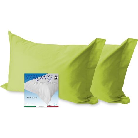 COPPIA federa per GUANCIALE STRONG tinta unita VERDE ACIDO cm. 52X82