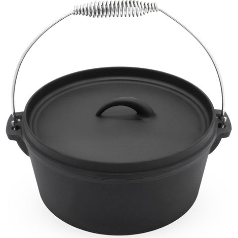 Dutch Oven Ø25cm - Gusseisen Feuerkessel mit Tragegriff - Feuer Koch Topf Bräter
