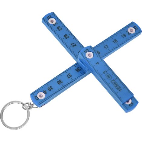 Lot de 2 règles pliantes portables en ABS de 0,5 m avec anneau porte-clés pour la menuiserie et la pose de carrelage (bleu). (1/5)