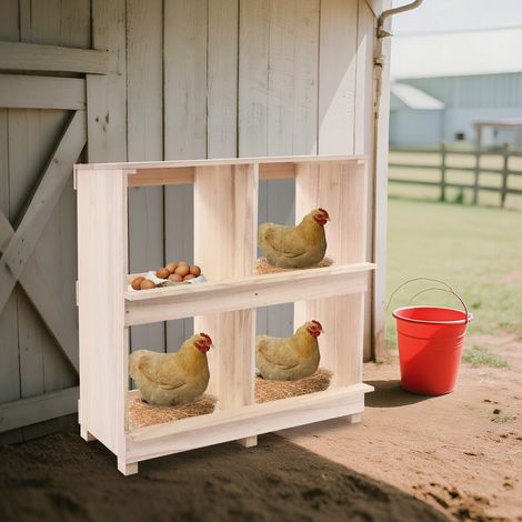 Senderpick – Nichoir en bois 4 compartiments pour poules – Conception ventilée pour ponte confortable – Résistant aux chocs et à l'usure – Facile à nettoyer (1/5)