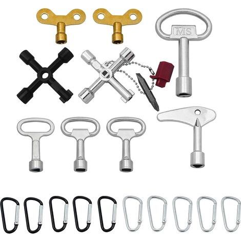 Lot de 9 clés universelles pour robinet - Clé universelle - Clé triangulaire - En acier inoxydable - Pour compteur électrique, compteur d'eau (1/5)