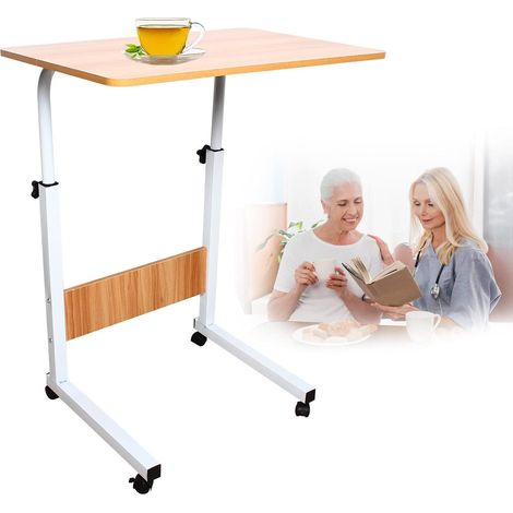 Mesa móvil para portátil Mesa auxiliar portátil Mesa ajustable para portátil con ruedas universales para leer en casa, en el hospital y en residencias de ancianos
