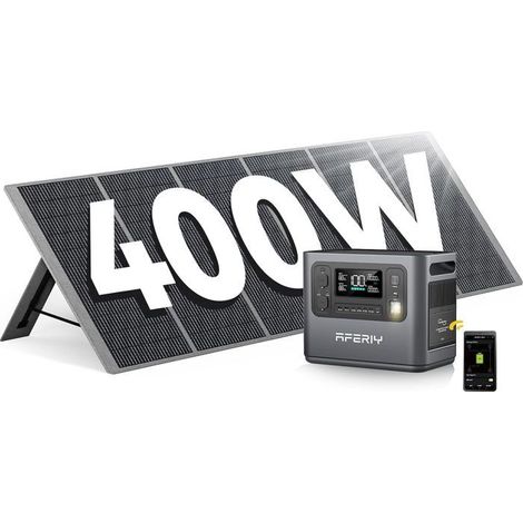 Solar Generator - AFERIY - 2400W 2048Wh LiFePO4 - Panel 400W - 13 Ausgänge