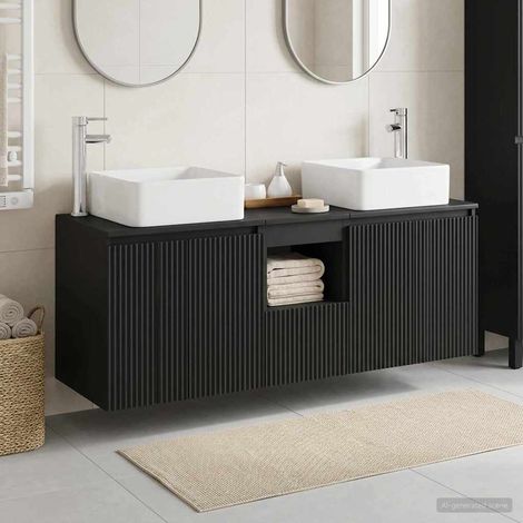 vidaXL Bathroom Cabinet Set 3 pcs Black 49.5 x 41 x 63 cm (1/5)