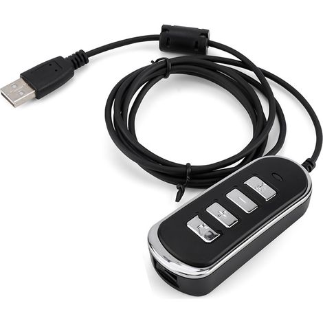 Câble adaptateur RJ9 USB pour casque avec boîtier de commande audio