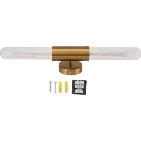 Applique murale dorée avec 2 abat-jour en verre, éclairage LED pour salle de bain ou chambre, 85-265 V (1/5)