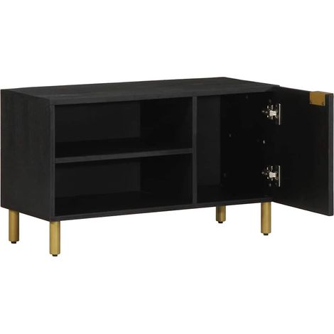 Meuble TV Banc TV Meuble de rangement - noir 80x33x46 cm bois d'ingénierie fr2572 - Maison La Vie (1/5)