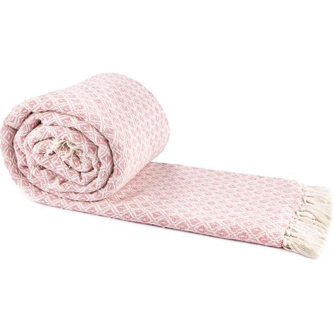 Emma Barclay Casablanca - Coperta Scandi in cotone riciclato per sedia, divano, letto, colore: rosa cipria, 50 x 60 (127 x 152 cm) (1/5)