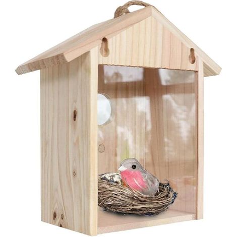Nichoir à oiseaux avec ventouses puissantes pour fenêtre, Nichoir pour mésange et pinson, Transparent pour observer les oiseaux