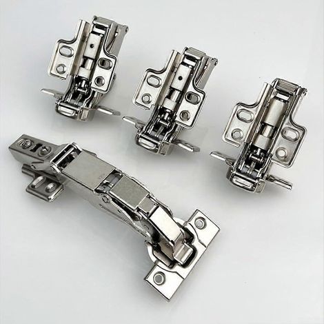 Charnière de porte à fermeture amortie, grand angle de 165°, pour armoires, argentée (1/5)