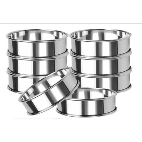 8 Pièces Cercle à Pâtisserie 10,5cm Acier Inoxydable pour Crêpes Oeufs Burgers (1/5)