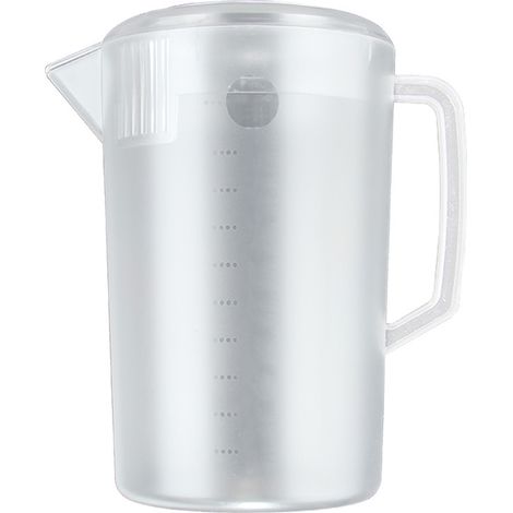 Carafe à eau en plastique PC résistant aux hautes températures, finition givrée, avec graduation et couvercle, idéale pour les boissons gazeuses, le thé glacé et autres préparations. Transparente, 500 (1/5)