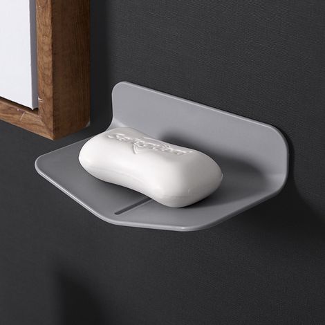 Sollbry Porte-savon de douche auto-drainant pour savon ou éponge, économiseur de savon sans perçage avec forte viscosité pour douche, porte-savon en forme de V pour salle de bain, cuisine