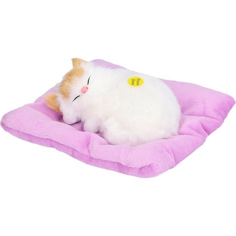Chaton jaune aux oreilles en carbone activé purificateur d'air avec batterie intégrée, figurine réaliste endormie (1/5)